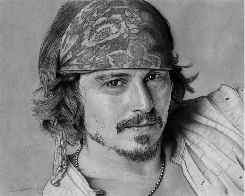 Man with Bandana — Black, Dramatic, Illustration