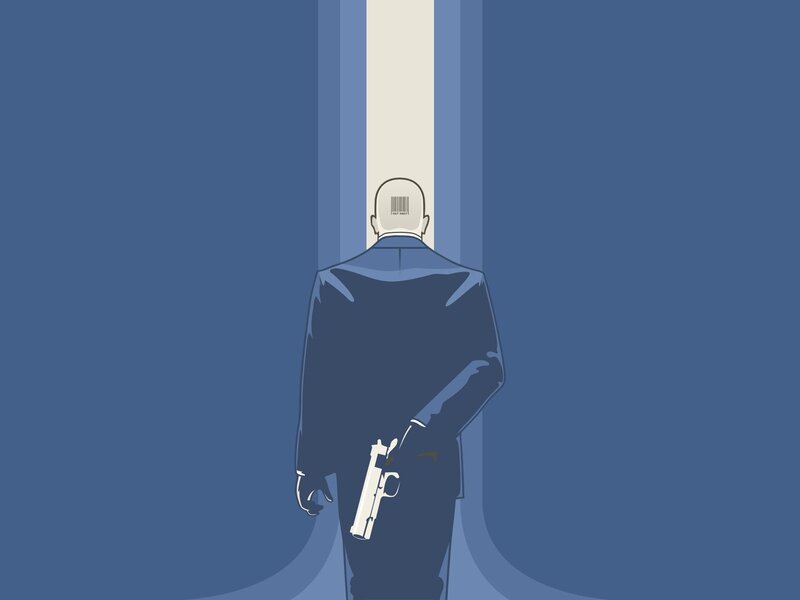 Man with Barcode on Head