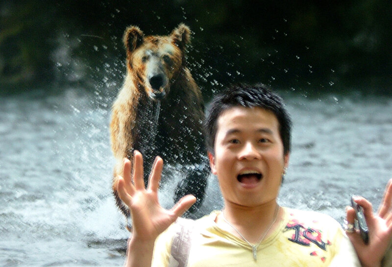 Man with Bear in Water