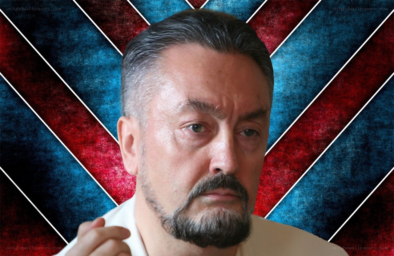 man with beard against red and blue background