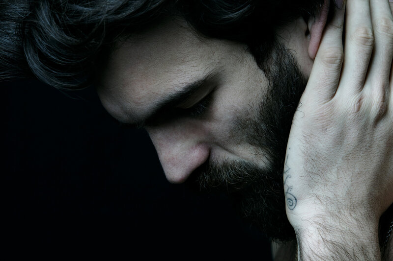 Man with Beard and Hand — Black