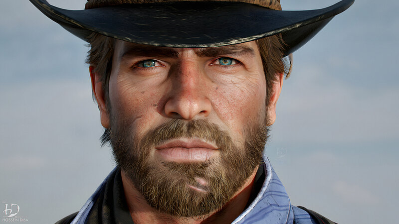 Man with Beard and Hat — Brown, Serious, 3d Render