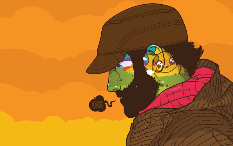 Man with Beard and Hat — Orange