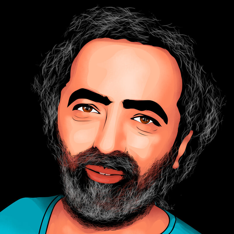 Man with Beard and Mustache — Black, Neutral