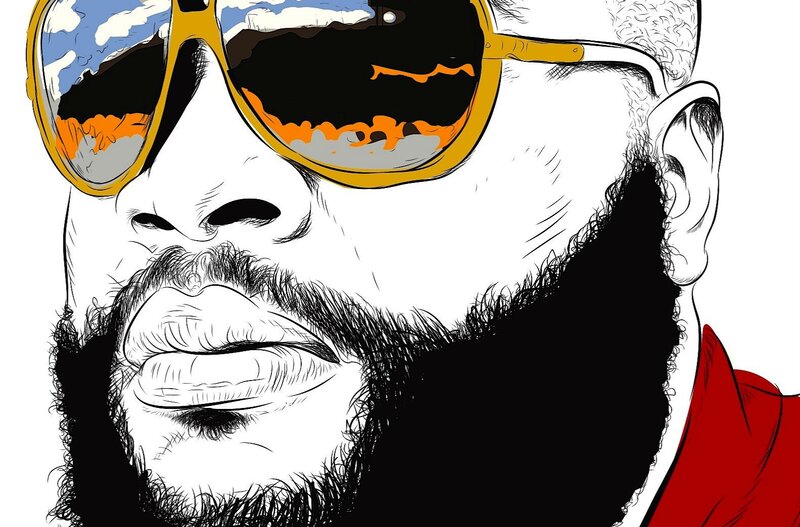 Man with Beard and Sunglasses — Black, Dramatic