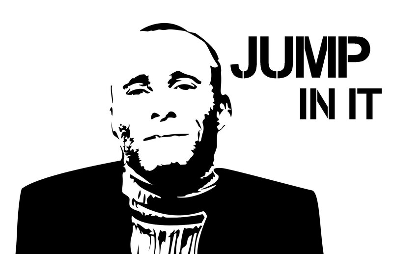 Man with beard and text