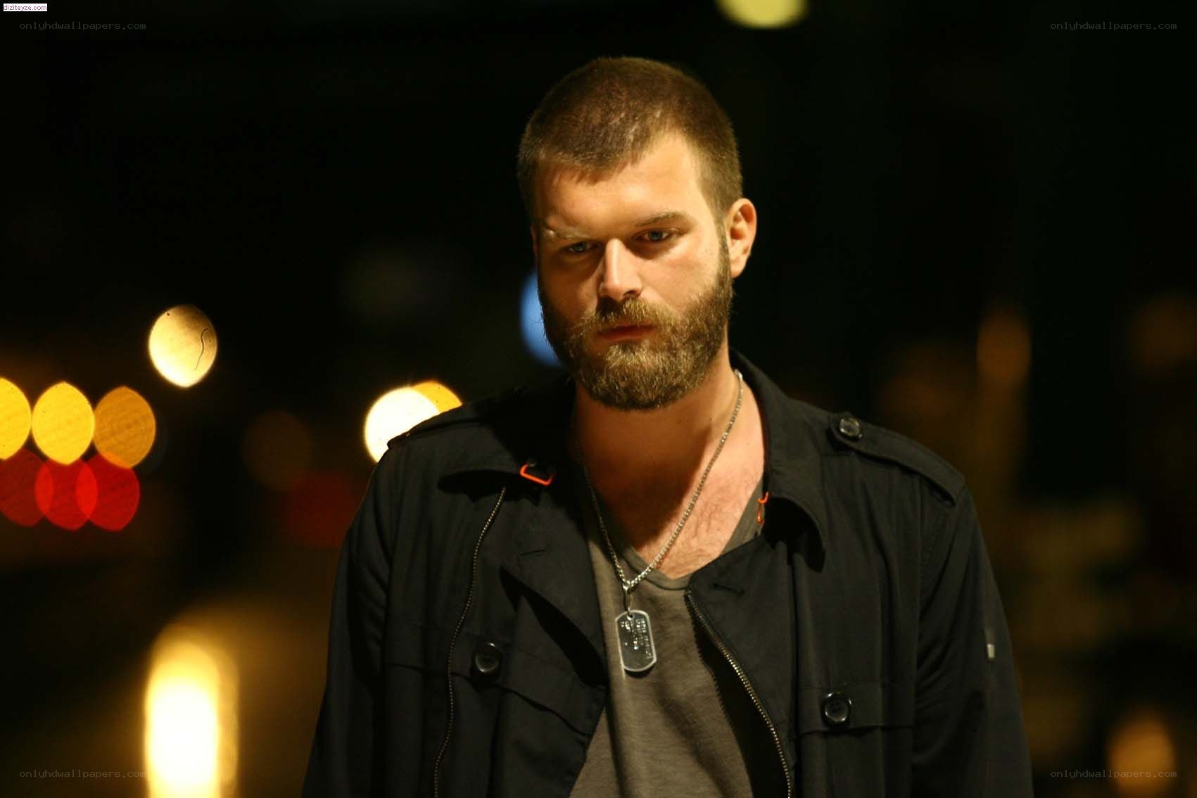 man with beard at night