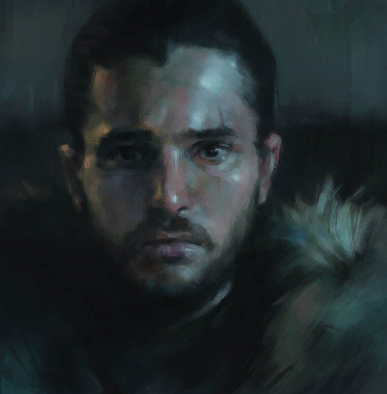 Man with Beard — Black, Dramatic, Digital Art, Coat
