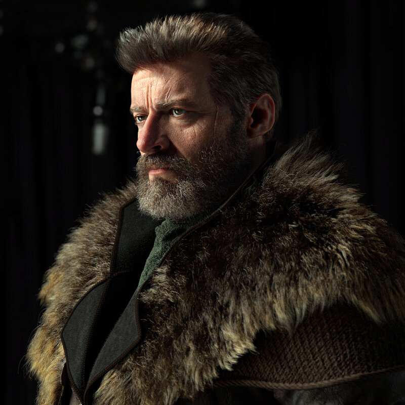 Man with Beard in Fur Coat