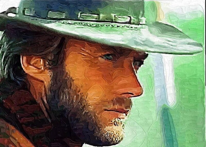 Man with Beard in Profile — Green