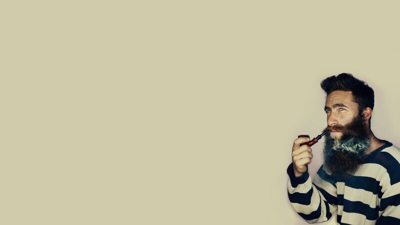 Man with Beard Smoking Pipe — Cream