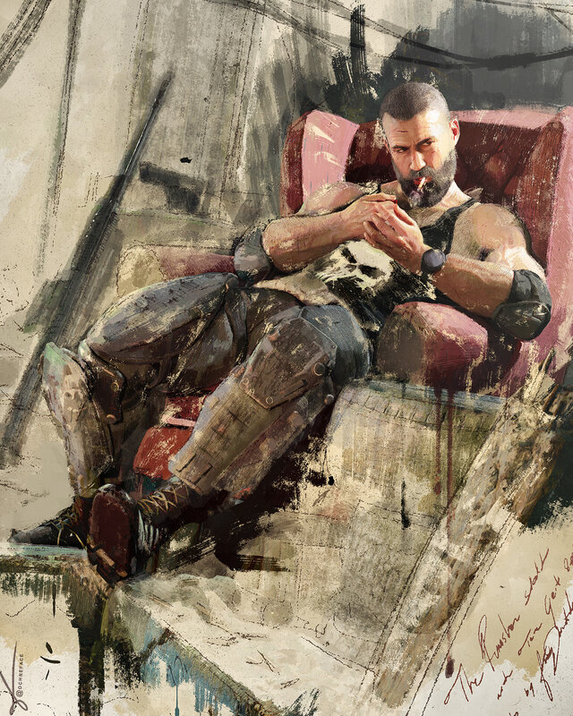 Man with Beard Smoking