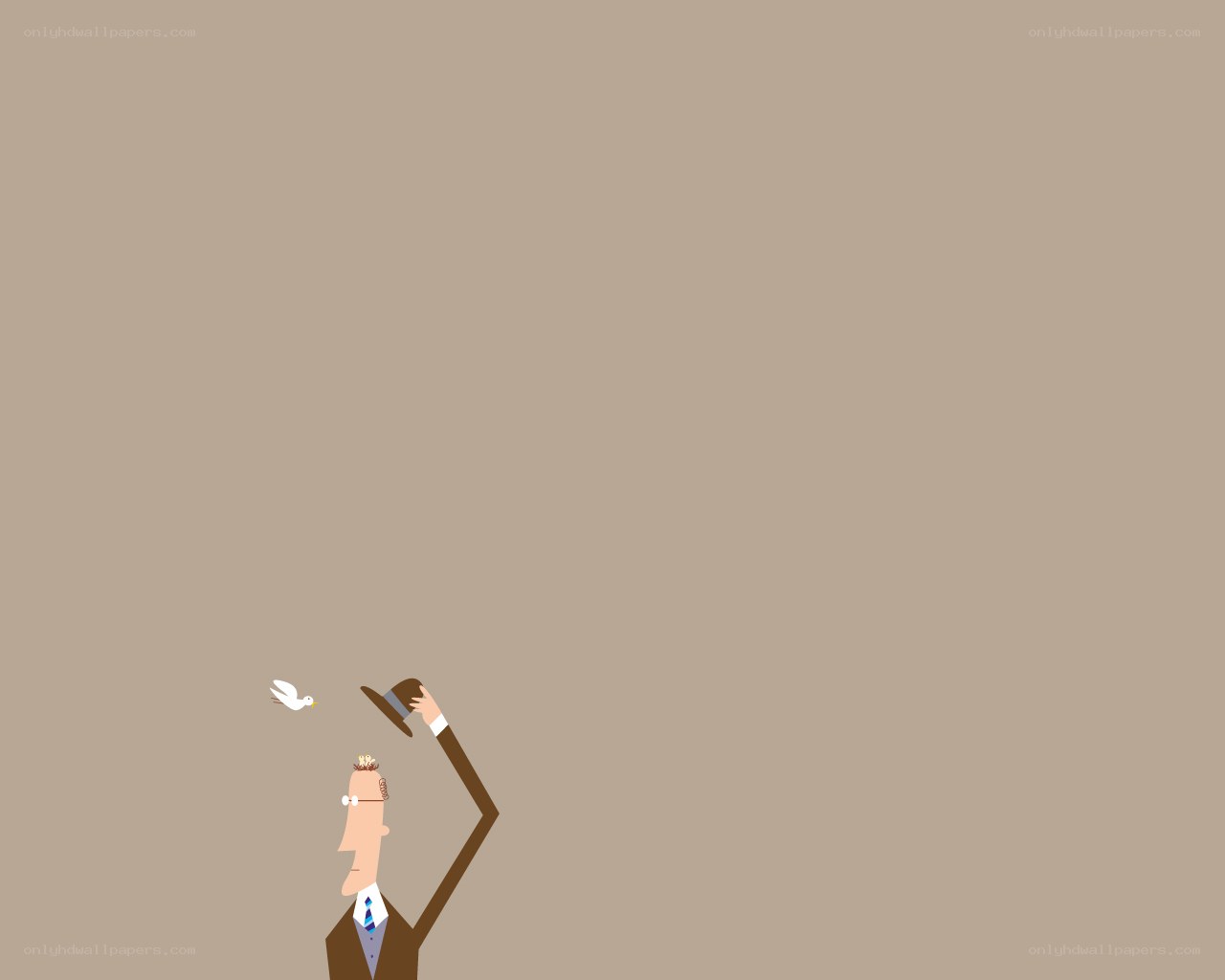 man with bird on head