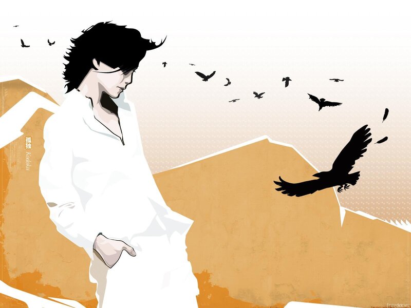 man with birds flying
