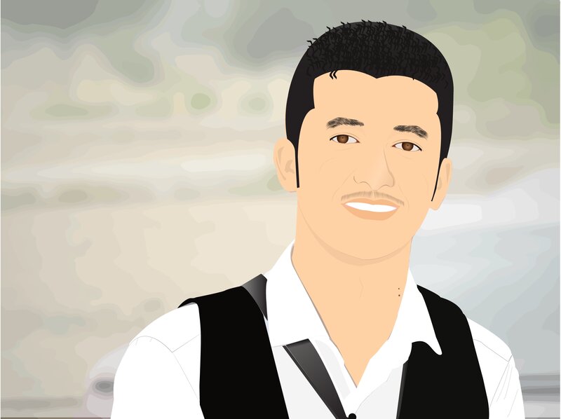 Man with Black Hair — White