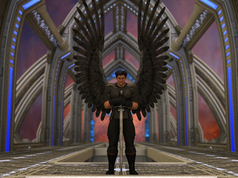 Man with Black Wings — Dramatic, 3d Render