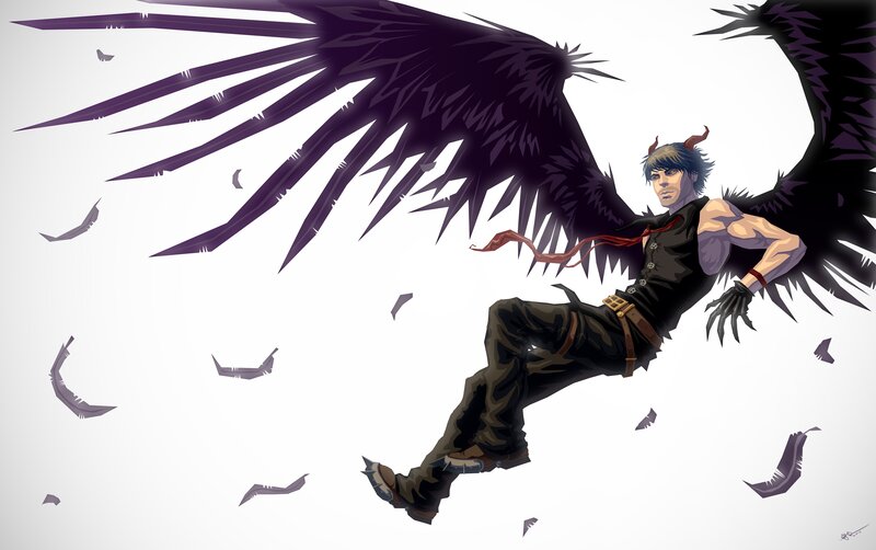 Man with Black Wings — Dramatic, Digital Art