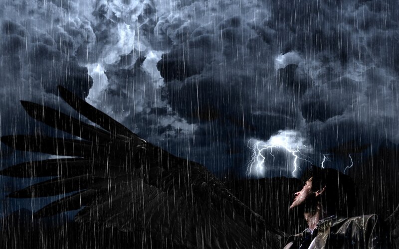 Man with Black Wings — Dramatic, Night