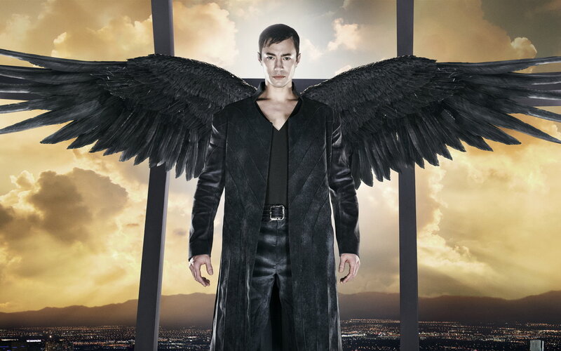 Man with Black Wings — Dramatic, Sunset, Photograph