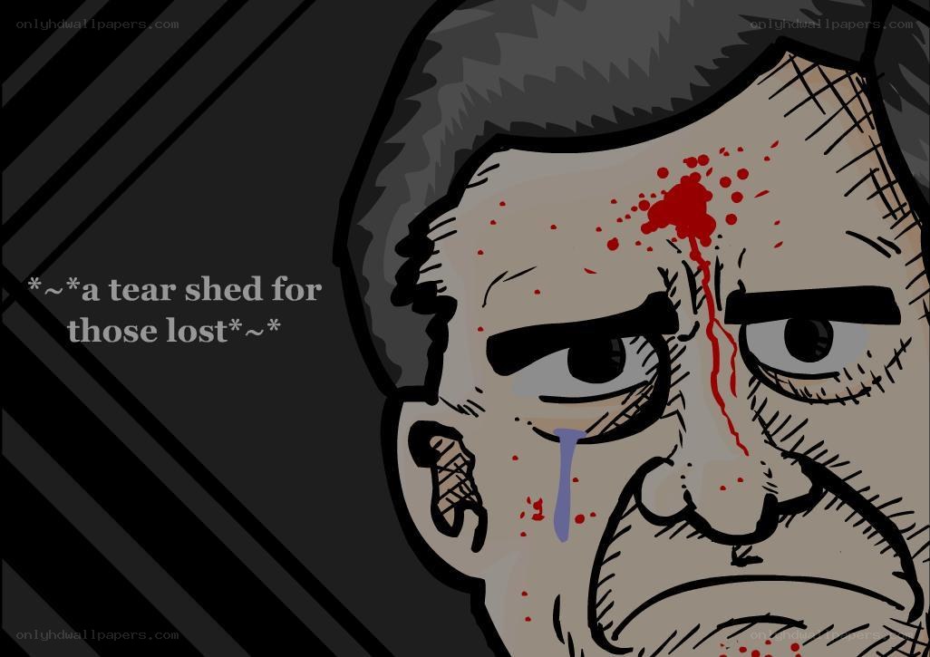 man with blood and tears