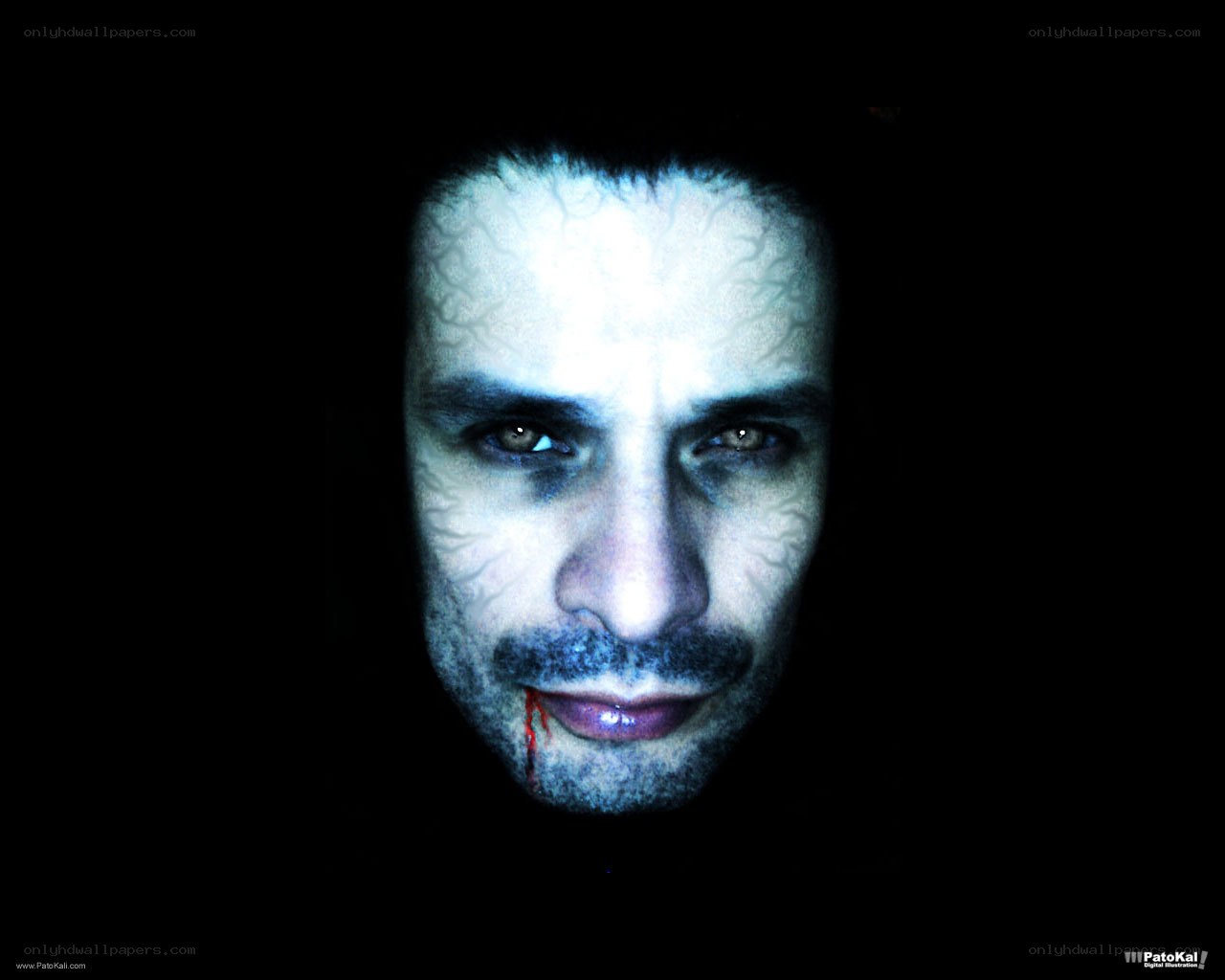 man with blood on face