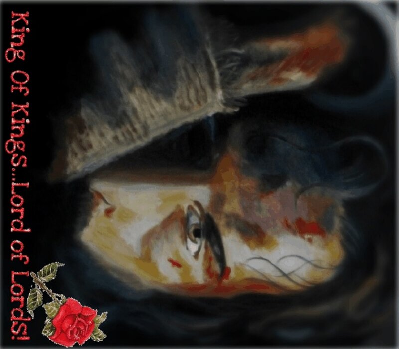 Man with Blood on Face — Black, Dramatic, Painting
