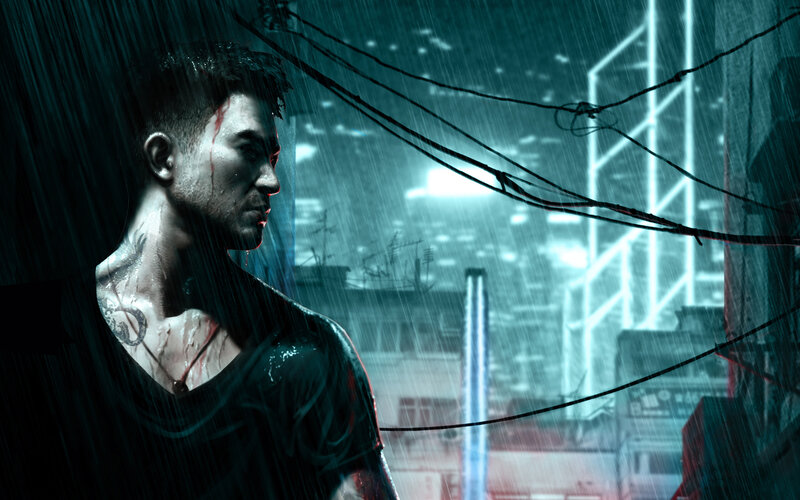 Man with Blood on Face — Blue, Dramatic, Tense