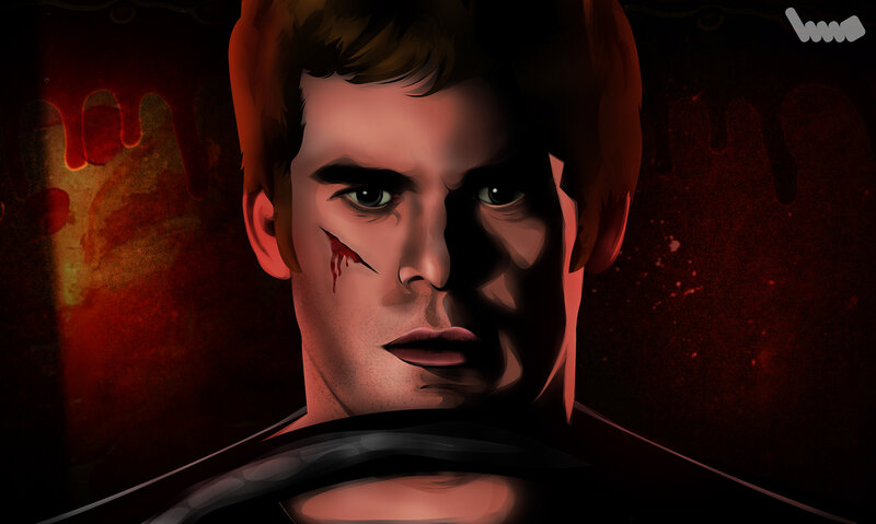 Man with Blood on Face — Red, Dramatic, Digital Art, Scar