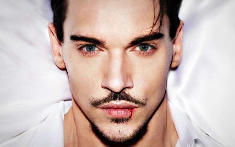Man with Blood on Lip — White