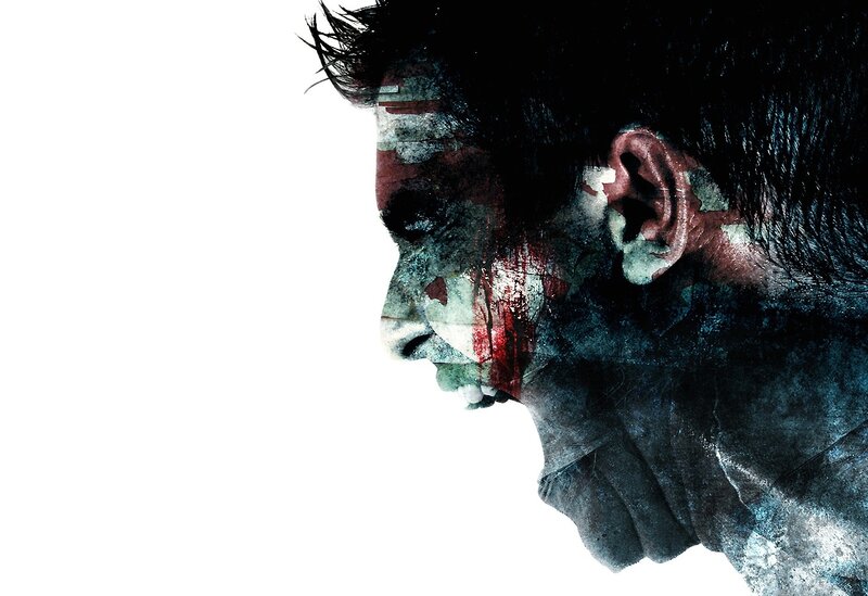 man with blood-streaked face