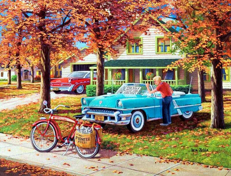 Man with Blue Car — Peaceful, Autumn
