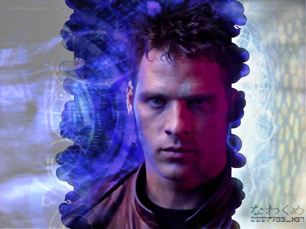 man with blue energy aura