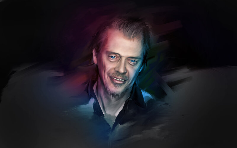 Man with Blue Eyes — Black, Dramatic, Digital Art