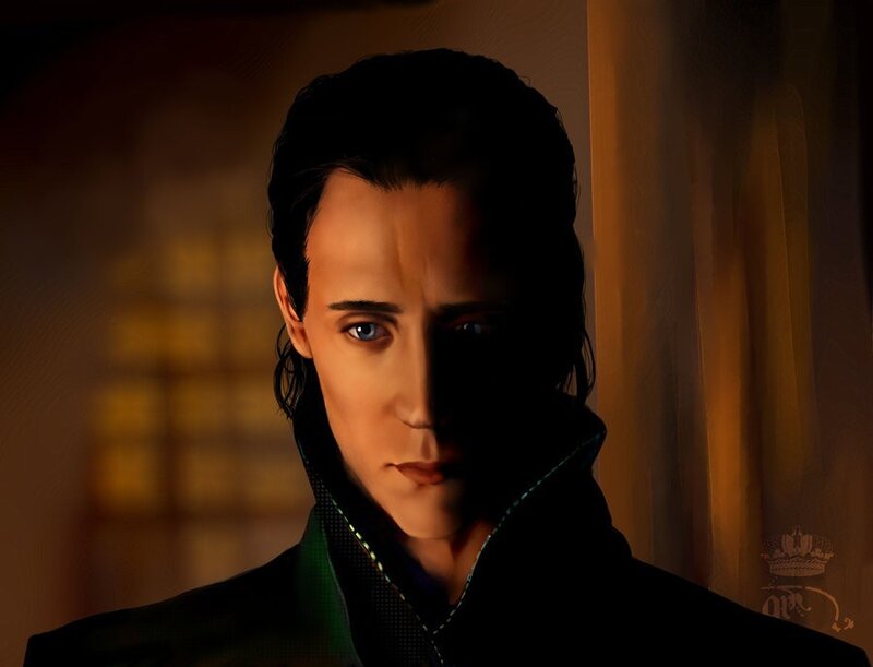 Man with Blue Eyes — Black, Dramatic, Night, Digital Art, Dark Clothing