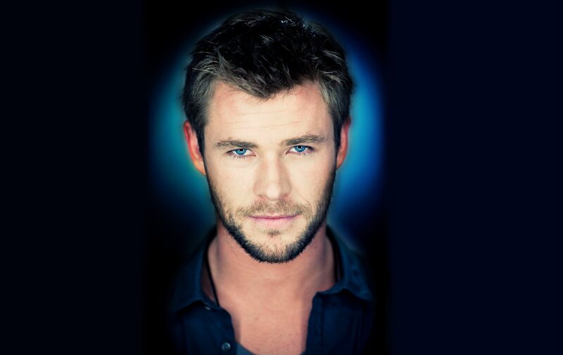 Man with Blue Eyes — Black, Dramatic, Photograph, Beard, Blue Shirt