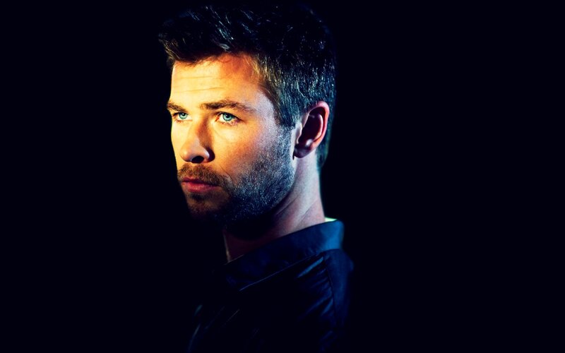 Man with Blue Eyes — Black, Dramatic, Photograph, Beard, Dark Shirt