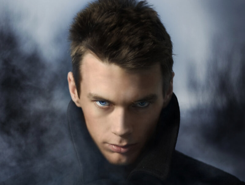 Man with Blue Eyes — Black, Dramatic, Photograph