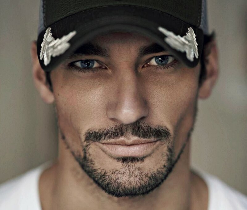 Man with Blue Eyes — Brown, Serious, Photograph, Baseball Cap