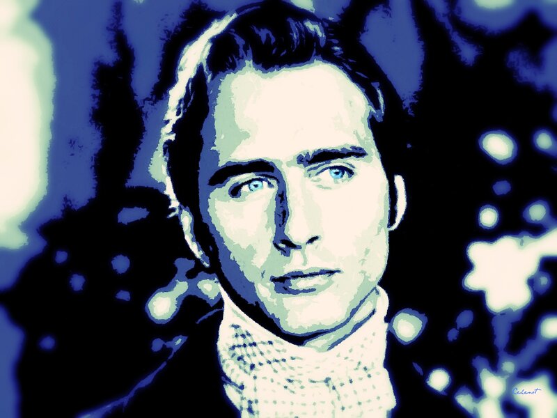 Man with Blue Eyes — Dramatic, Digital Art, Scarf