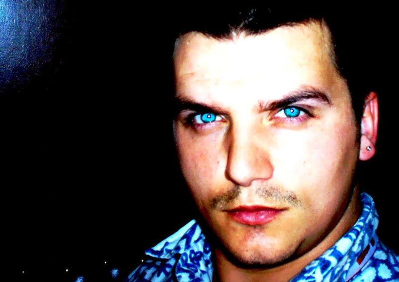 Man with Blue Eyes — Dramatic, Night, Photograph, Earring