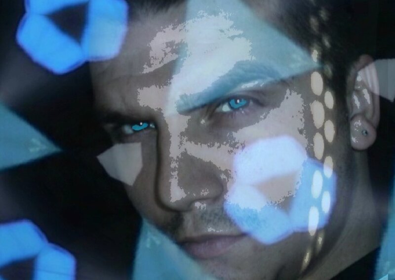 Man with Blue Eyes — Dramatic, Photograph, Blue Light