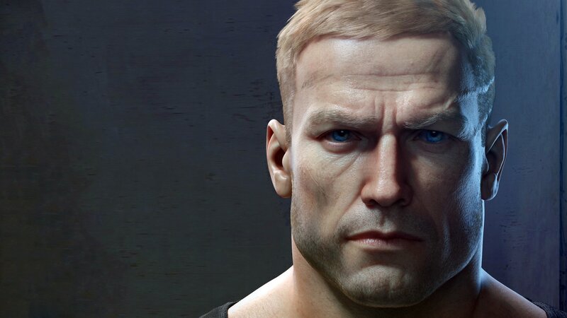 Man with Blue Eyes — Gray, Serious, 3d Render