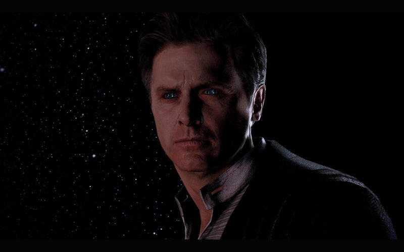 man with blue eyes in space