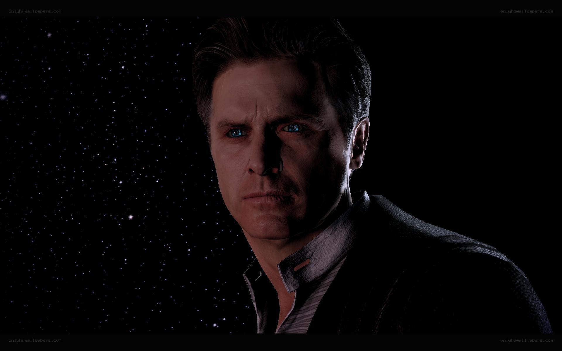 man with blue eyes in space