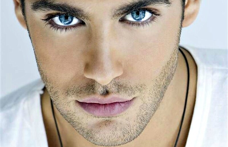 Man with Blue Eyes — Neutral, Photograph, White Shirt, Necklace