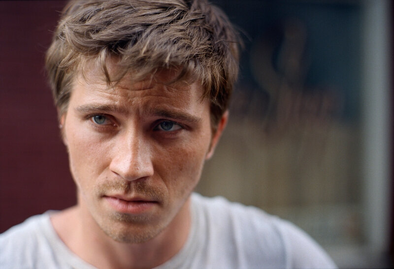 Man with Blue Eyes — White, Intense, Photograph, White T-shirt