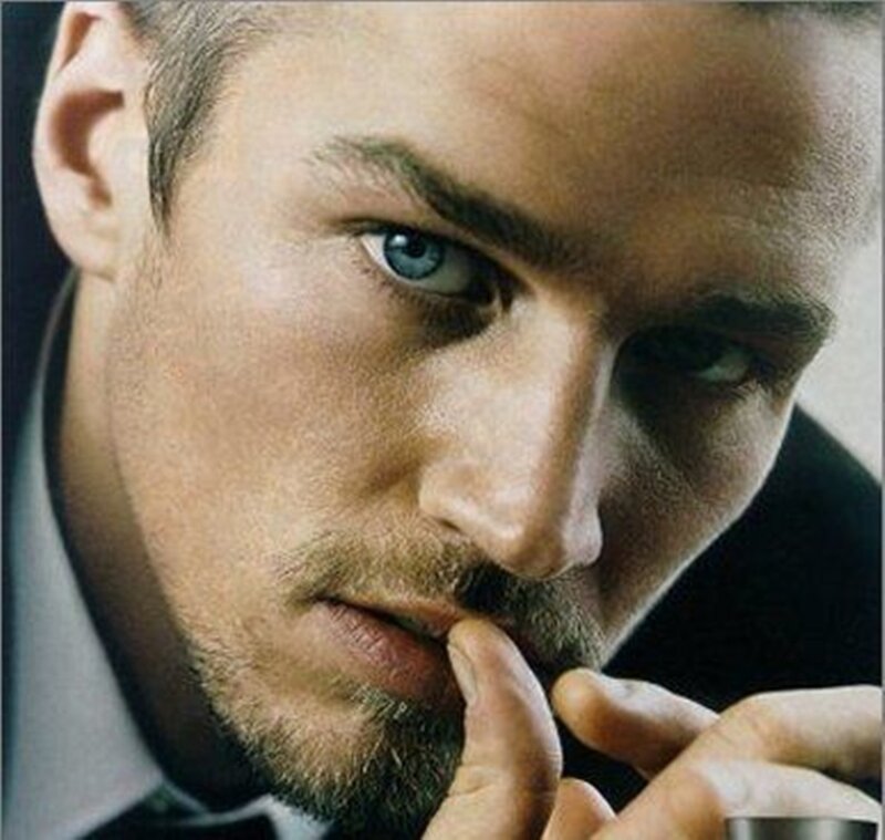 Man with Blue Eyes — White, Serious, Photograph, Hand