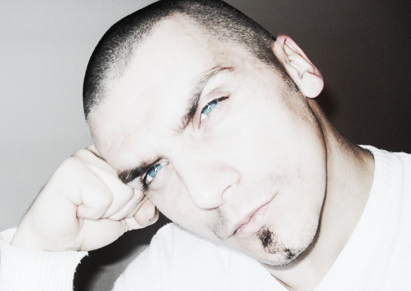 Man with Blue Eyes — White, Serious