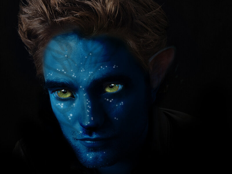Man with Blue Face Paint — Dramatic
