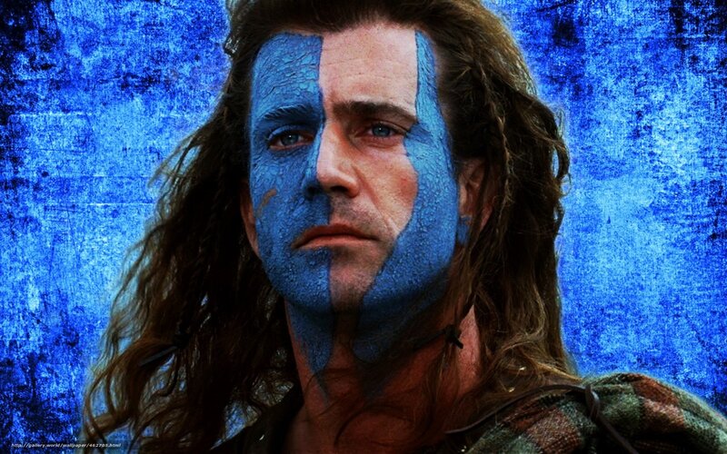 man with blue face paint